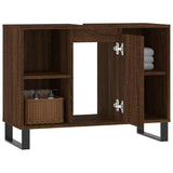 Bathroom Cabinet Brown Oak 80x33x60 cm Engineered Wood 831643