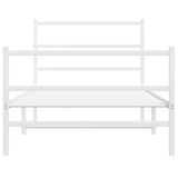 Metal Bed Frame without Mattress with Footboard White 100x190cm 355426