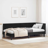 Corner Bed Frame with Headboard Black 100 cm x 200 cm Velvet 42016241