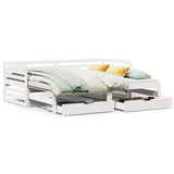Daybed with Drawers without Mattress White 90x200 cm Solid Wood 3302196