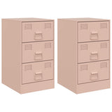 Bedside Cabinets 2 pcs Pink 34.5x39x62 cm Steel 841778