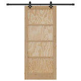 Sliding Door Natural and Black 86 x 198.5 cm Solid Pine Wood 3333510