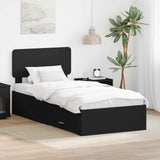 Bed Frame with Headboard Black 75 x 190 cm Engineered Wood 3412437