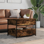 ZNTS Coffee Table Smoked Oak 70x50x50 cm Engineered Wood and Metal 845383