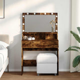 Dressing Table with LED Smoked Oak 80x41x134.5 cm 848189