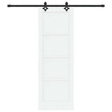 Sliding Door White and Black 73.5 x 211 cm Solid Pine Wood 3333525