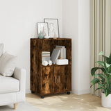 Rolling Cabinet Smoked Oak 55x40x91 cm Engineered Wood 853186
