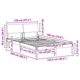 Bed frame Brown and light grey 120 x 190 cm Solid pine wood 878554