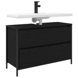 Bathroom Basin Cabinet with Drawers Black Oak 90x34.5x60 cm 861877