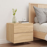 ZNTS Wall-mounted Bedside Cabinet with LED Lights Sonoma Oak 836816