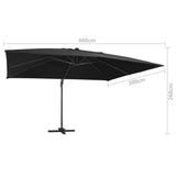 Cantilever Garden Parasol with LED Lights and Aluminium Pole 400x300 cm Black 47008