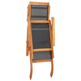 Deck Chair Black Acacia wood Standard Ergonomic Deck Chair 45958