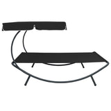 Outdoor Lounge Bed with Canopy Black 313525