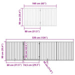 Dog Gate with Door Foldable 10 Panels White 800 cm Poplar Wood 3155567