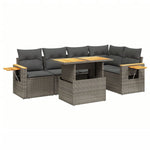 ZNTS 6 Piece Garden Sofa Set with Cushions Grey Poly Rattan 3273510