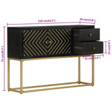 Sideboard Black and Gold 110x30x75 cm Solid Wood Mango 353912