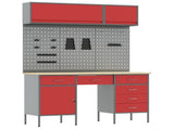 Work Cabinet with Drawer 8 pcs Black Engineered Wood and Steel 3321458