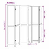 Room Divider 6 Panels White Solid Wood Paulownia 358683