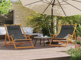 Folding Beach Chairs 2 pcs Grey Fabric 3214482