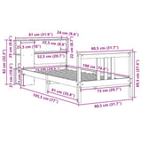 Bookcase Bed without Mattress 75x190cm Solid Wood Pine 3322291