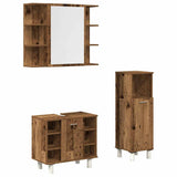 ZNTS 3 Piece Bathroom Furniture Set Old Wood Engineered Wood 3328567