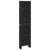 Room Divider 6 Panels Black Solid Wood Paulownia 358761