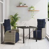 Garden Dining Set with Cushion 3 pcs Grey and Black Rattan 3380582