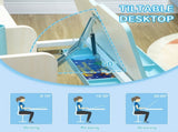 Kids Desk and Chair Set, with Storage Shelves, Washable Cover, for Ages 3-12 Years - Blue T3398P347714