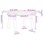 ZNTS Coffee Table Y-Frame 60x60x40 cm Solid Wood Pine and Steel 3282704