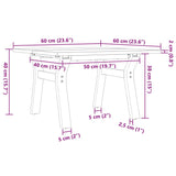 ZNTS Coffee Table Y-Frame 60x60x40 cm Solid Wood Pine and Steel 3282704