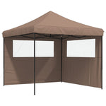 ZNTS Foldable Party Tent Pop-Up with 2 Sidewalls Brown 4004925