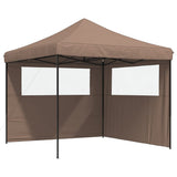 Foldable Party Tent Pop-Up with 2 Sidewalls Brown 4004925