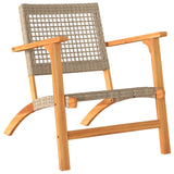 3 Piece Bistro Set Beige Poly Rattan and Solid Wood Acacia 365867