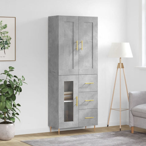 Highboard Concrete Grey 69.5x34x180 cm Engineered Wood 3199933