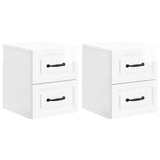 Wall-Mounted Bedside Cabinet with Drawer 2 pcs High Gloss White 899324