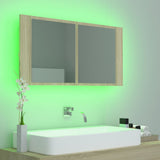 LED Bathroom Mirror Cabinet Sonoma Oak 90x12x45 cm Acrylic 804975