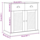 Sideboard with Drawers VIGO 78x40x75 cm White Solid Wood Pine 353203