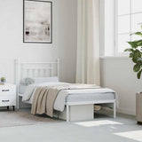 Metal Bed Frame without Mattress with Headboard White 90x190cm 353578