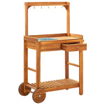 Garden Kitchen Trolley Solid Acacia Wood 92x43.5x141.5 cm 43986