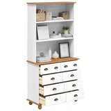 Hutch with Drawer ASKIM White 91 x 40 x 184 cm Solid Pine Wood 3334643