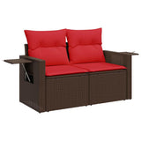 6 Piece Garden Sofa Set with Cushions Brown Poly Rattan Acacia 3326465