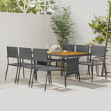 ZNTS 7 Piece Outdoor Dining Set Poly Rattan Grey 3120112