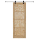Sliding Door Natural and Black 83 x 232 cm Solid Pine Wood 3445508