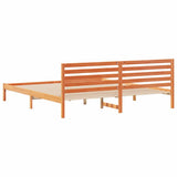 Bed Frame with Headboard Wax Brown 200 x 220 cm Solid Pine Wood 872343