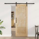 Sliding Door Natural and Black 73.5 x 198.5 cm Solid Pine Wood 3333158