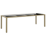ZNTS Garden Table with Glass Top Beige Poly Rattan 310594