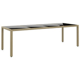 ZNTS Garden Table with Glass Top Beige Poly Rattan 310594