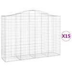 Arched Gabion Baskets 15 pcs 200x50x140/160 cm Galvanised Iron 3145695