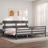Bed Frame without Mattress Grey 200x200 cm Solid Wood 3195113
