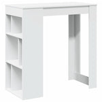 ZNTS Bar Table with Racks White 102x50x103.5 cm Engineered Wood 854355